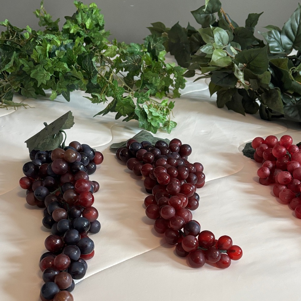Artificial Grape Vine Decor - Red and Purple and Greenery Leaves